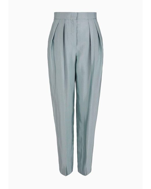 Pantalones De Viscosa Estructurada Con Dos Pinzas Giorgio Armani de color Gray