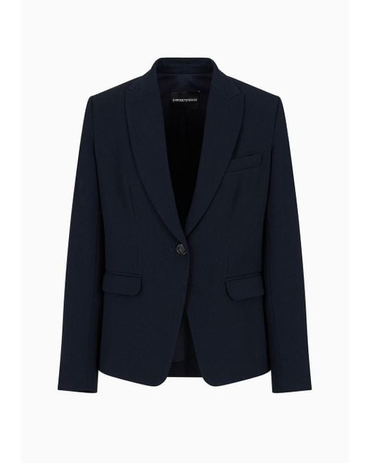 Emporio Armani Blue Asv Single-breasted Jacket In Recycled Techno Crêpe
