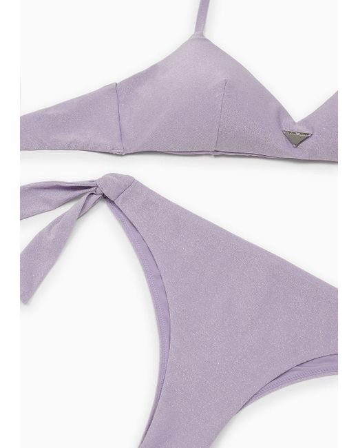Emporio Armani Purple Lurex Fabric Padded Triangle Bikini