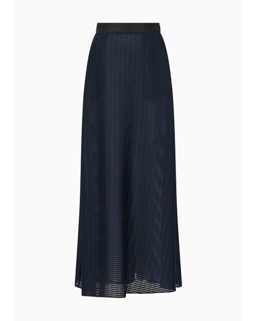 Emporio Armani Blue Long Skirt With All-over Rectangle Design