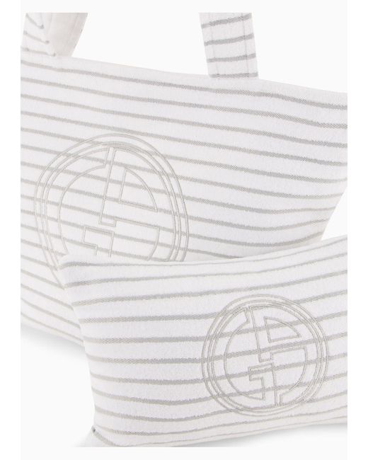Giorgio Armani White Cotton Terry Beach Bag With Pillow