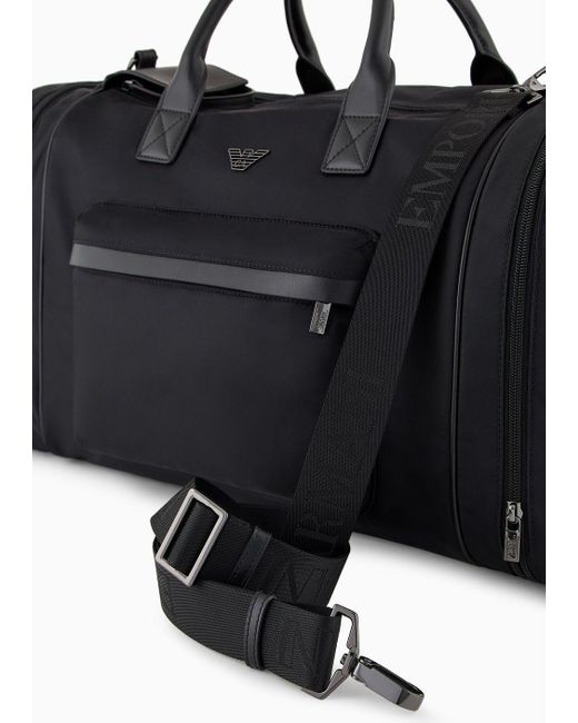 Emporio Armani Black Asv Recycled Nylon Weekend Bag for men