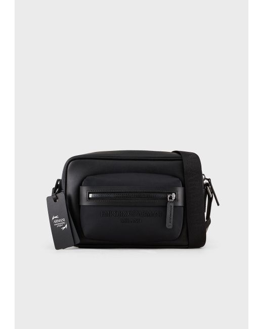 Emporio Armani Black Nylon And Regenerated-leather Crossbody Bag for men