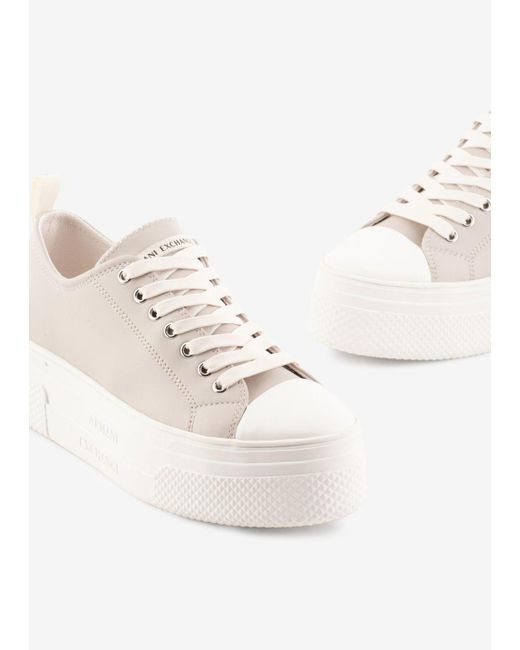 Armani Exchange Action Leather Platform in White | Lyst