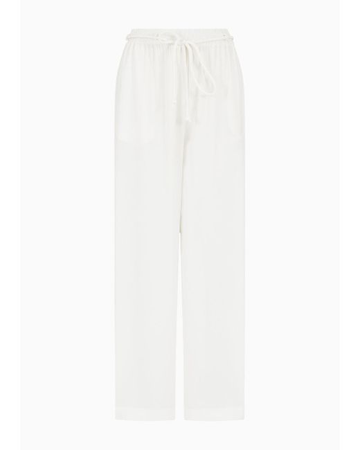 Pantaloni A Vita Elastica Con Cintura Tubolare In Crepe Armaturato di Emporio Armani in White