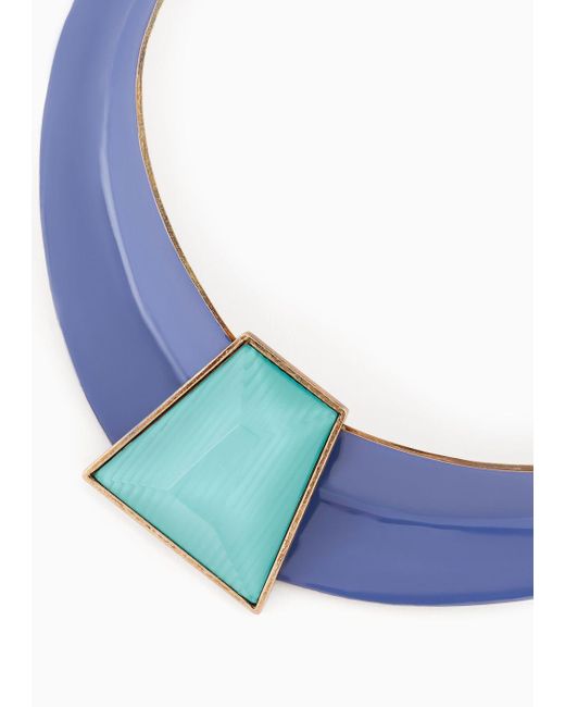Collar De Metal Esmaltado Giorgio Armani de color Blue