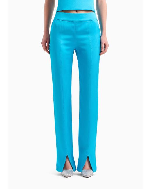 Giorgio Armani Blue Double Silk-satin Trousers