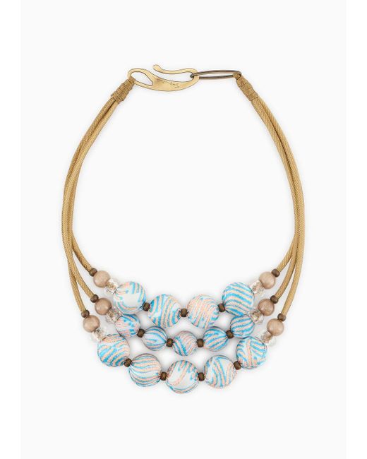 Giorgio Armani White Choker Necklace With Covered Spheres