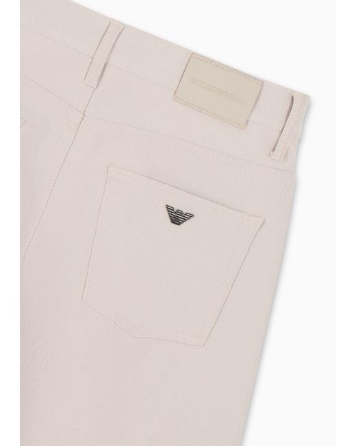 Emporio Armani Natural J05 Slim-fit Five-pocket Trousers In Canneté Fabric for men