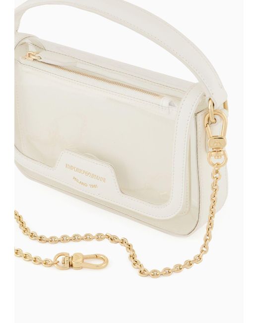 Emporio Armani White Pvc Mini Bag With Chain Shoulder Strap