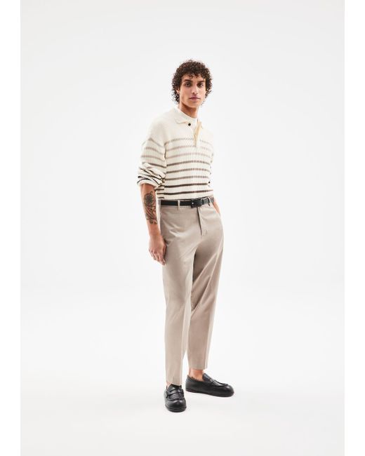 Pantalones Modelo Chino En Sarga De Algodón Cómodo Emporio Armani de hombre de color Natural
