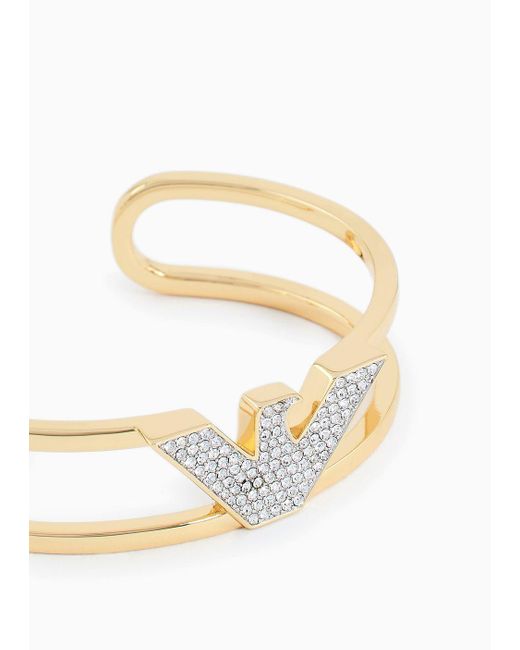 Emporio Armani White Gold-tone Brass Cuff Bracelet