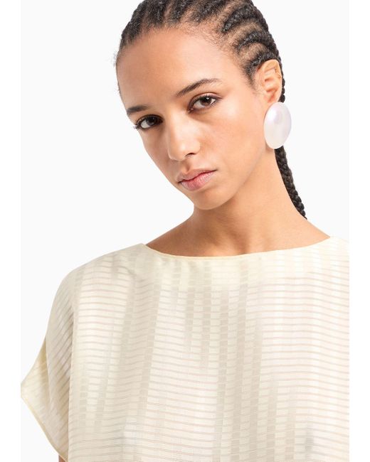 Emporio Armani White All-over Rectangle-motif Top With Side Slits