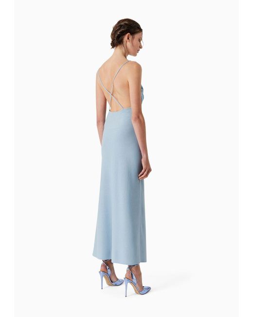 Giorgio Armani Blue Bonded-viscose Long Dress
