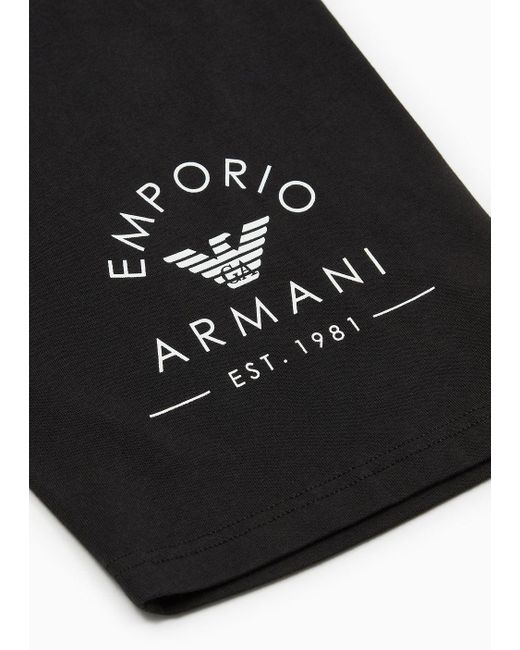 Emporio Armani Black Asv Iconic Logo Band Organic Cotton Biker Shorts