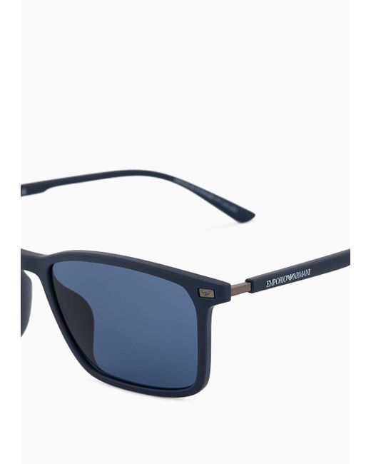 Emporio Armani Blue Rectangular Sunglasses for men