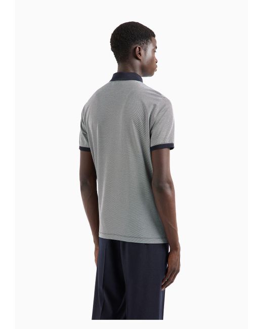 Emporio Armani Gray Striped Asv Lyocell-blend Jersey Polo Shirt for men