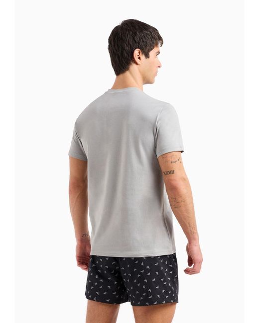 Pijama De Corte Cómodo Con Bóxer Estampado En Tejido Jacquard Emporio Armani de hombre de color Gray