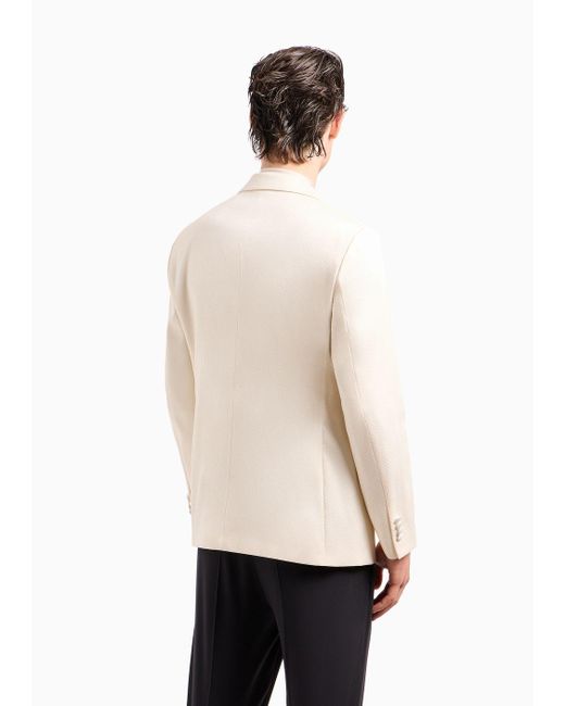 Giorgio Armani Natural Soho Line Single-breasted Tuxedo Jacket In Jacquard Fabric for men