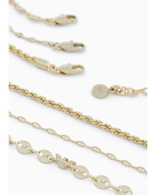 Emporio Armani White Gold-tone Brass Multi-strand Necklace