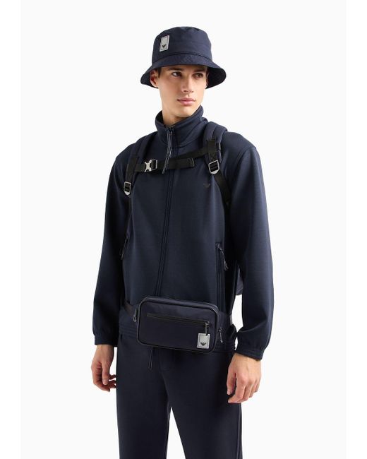Emporio Armani Blue Travel Essentials Nylon Belt Bag for men