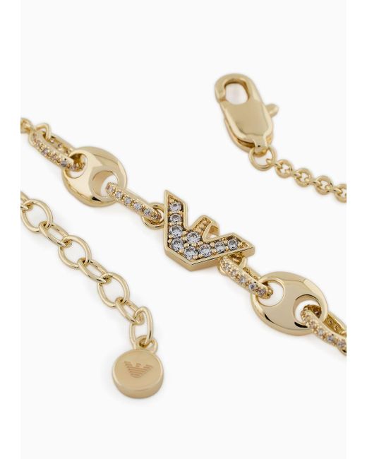 Emporio Armani Metallic Gold-tone Brass Station Bracelet