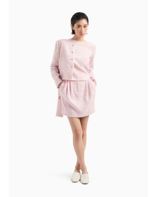 Emporio Armani Pink Lurex Tweed Skirt With Darts