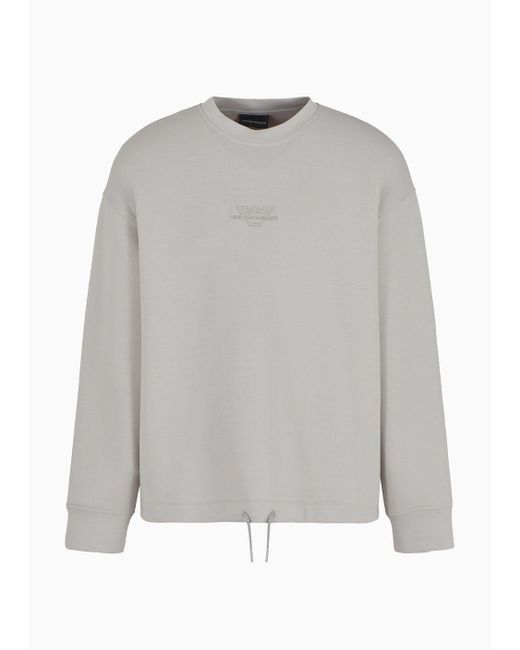 Emporio Armani Gray Double-jersey Sweatshirt With Matching, Embossed Embroidered Micro Logo for men