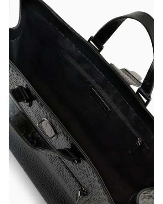 Emporio Armani Businesstasche Aus Vollnarbigem Leder in Black für Herren