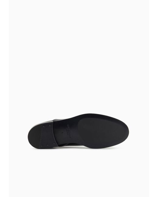 Giorgio Armani Black Patent-leather Derby Shoes for men