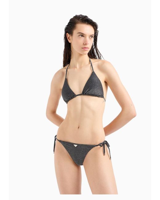 Emporio Armani Black Gepolsterter Triangel-bikini Aus Lurex-gewebe