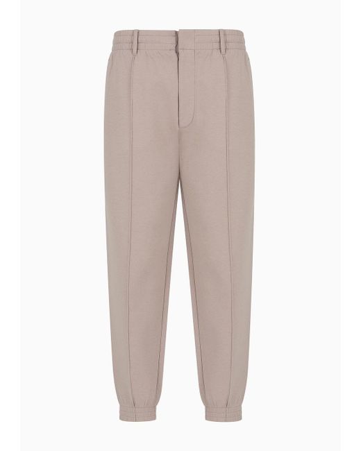Emporio Armani Natural Double-jersey Trousers With Crease And Stretch Ankle Cuffs for men