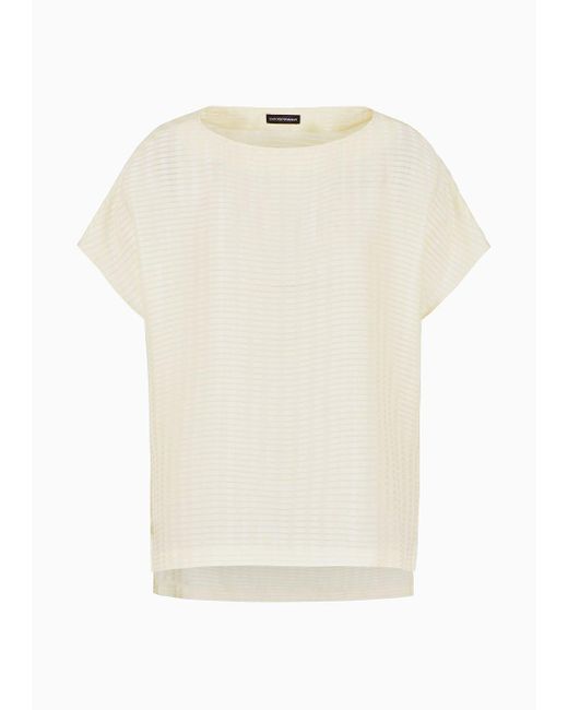 Emporio Armani White All-over Rectangle-motif Top With Side Slits