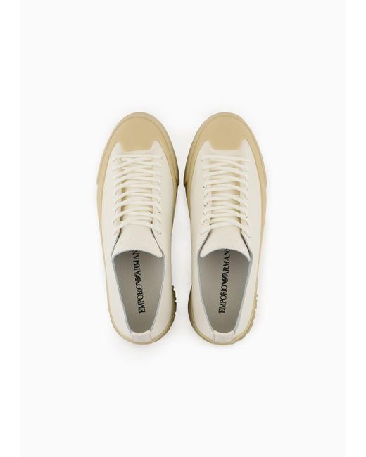 Emporio Armani White Leather Sneakers With Vulcanised Soles for men