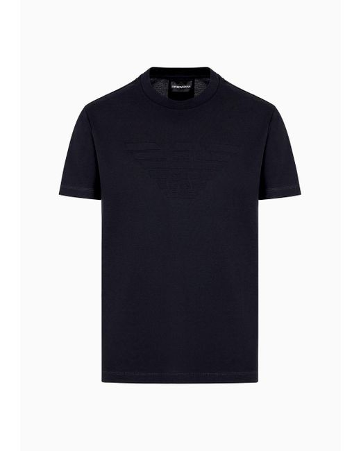 Emporio Armani Blue Jersey T-shirt With Jacquard Logo for men