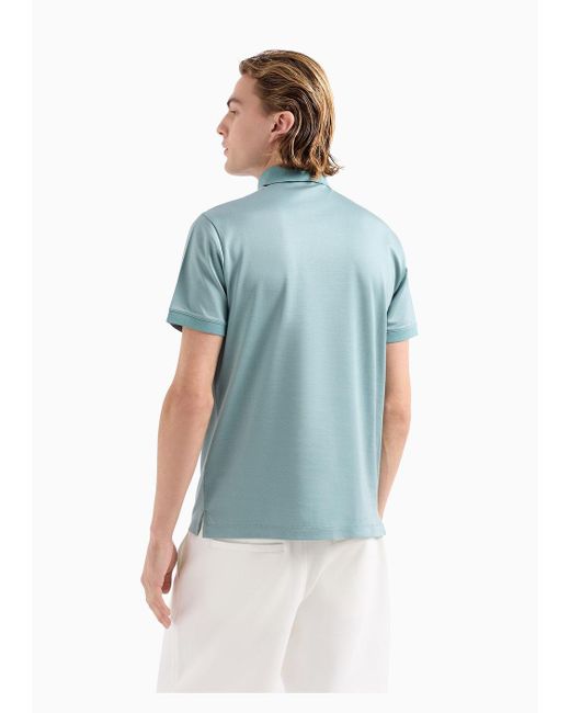 Emporio Armani Blue Striped Asv Lyocell-blend Jersey Polo Shirt for men