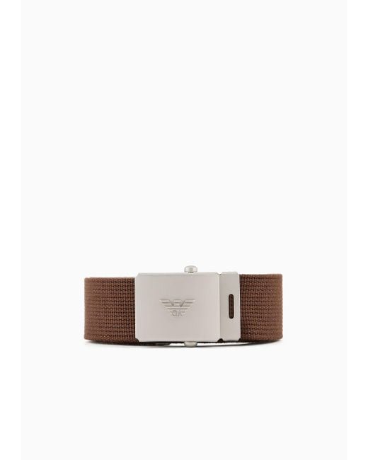 Emporio Armani White Sustainability Values Capsule Collection Webbing Belt With Buckle for men