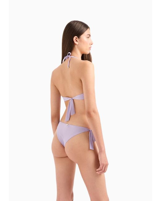 Emporio Armani Purple Lurex Fabric Padded Triangle Bikini