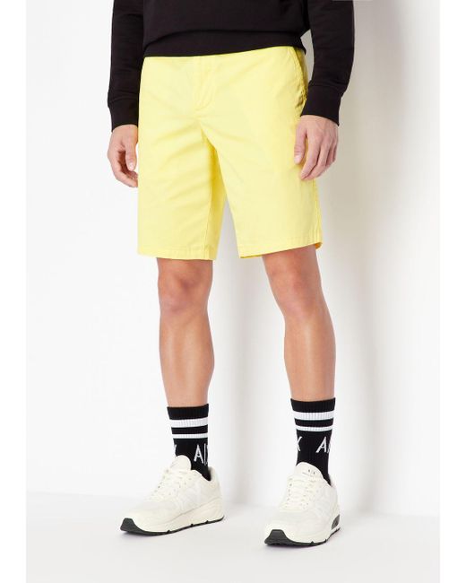 Blænding Picket spand Emporio Armani Armani Exchange - Stretch Cotton Chino Shorts in Yellow for  Men | Lyst