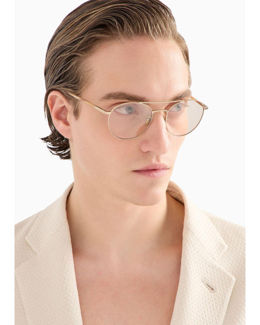 Giorgio Armani Sonnenbrille Mit Runder Fassung in White für Herren