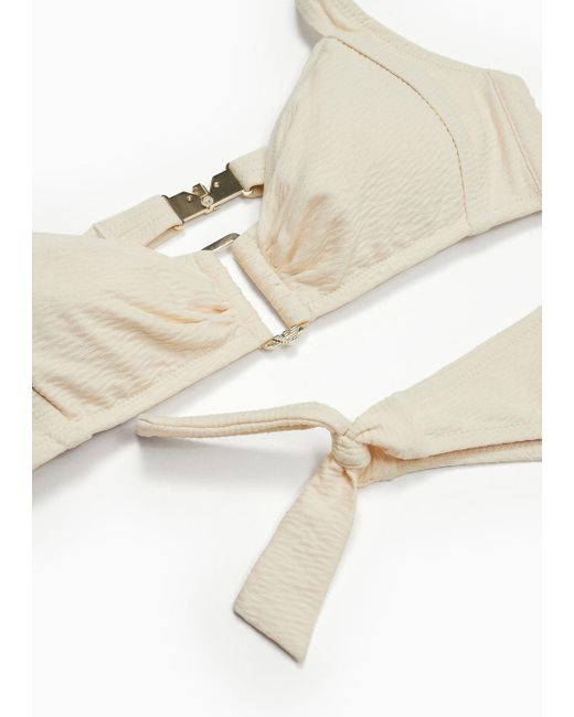 Emporio Armani White Padded Bandeau Bikini In Textured Lycra