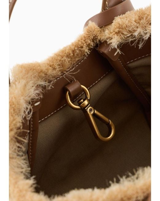 Emporio Armani Multicolor Woven Straw Handbag With Logo Charm