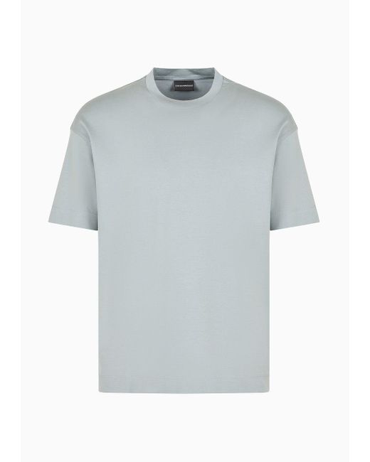 Emporio Armani Gray Loose-fit T-shirt In An Asv Lyocell-blend Jersey for men