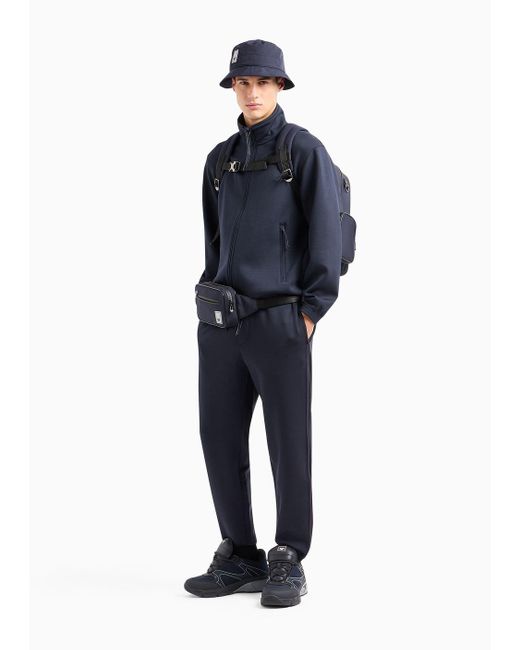 Pantaloni Jogger In Double Jersey Travel Essential di Emporio Armani in Blue da Uomo