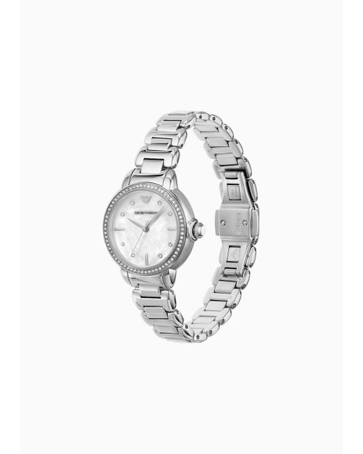 Emporio Armani White Three-hand Stainless Steel Watch