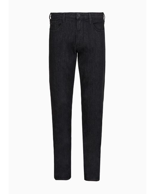Emporio Armani Black J06 Slim-fit, Twill-melange Jeans In 10 Oz Comfort Denim for men