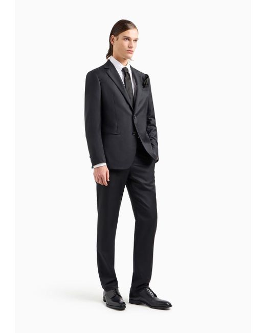 Giorgio Armani Black Soho Line Single-breasted Suit In Wool And Cashmere for men