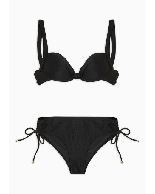 Bikini Con Push-up En Lycra Texturizada Emporio Armani de color Black