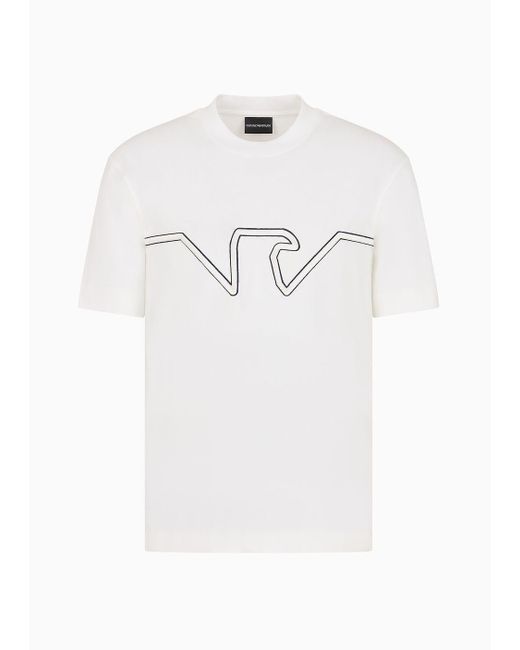 Emporio Armani White Asv Heavyweight Jersey T-shirt With Raised Logo Embroidery for men