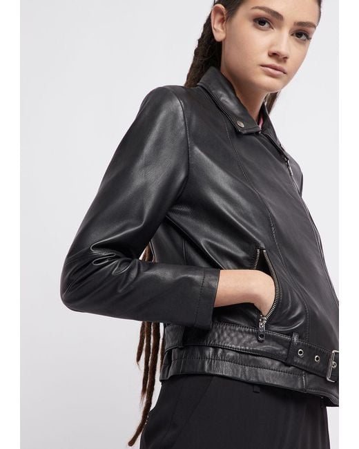 Emporio Armani Leather Jacket in Black - Save 35% - Lyst